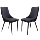 Raimon Furniture Set of 2 Vale Velvet Fabric Kitchen Dining Side Chair Metal Frame - Black
