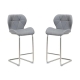 Raimon Furniture Set of 2 Terry Faux Leather Bar Stool 66cm - Brused Stainless Legs - Grey