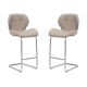 Raimon Furniture Set of 2 Terry Faux Leather Bar Stool 66cm - Brushed Stainless Legs - Cappuccino