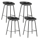 Set of 4 Metal Bar Stools - Black