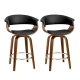 Set of 2 Swivel PU Leather Bar Stool - Wood and Black