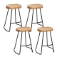 Set of 4 Elm Wood Backless Bar Stools 65cm - Black and Light Natural