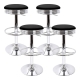 Set of 4 PU Leather Backless Bar Stools - Black and Chrome