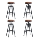 Set of 4 Rustic Industrial Bar Stool Kitchen Counter Swivel BarStools