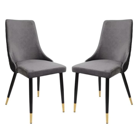 Raimon Furniture Set Of 2 Kira Velvet Fabric Dining Chair Black Metal Legs - Slate