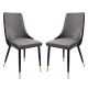 Raimon Furniture Set Of 2 Kira Velvet Fabric Dining Chair Black Metal Legs - Slate