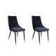 Raimon Furniture Set Of 2 Kira Velvet Fabric Dining Chair Black Metal Legs - INk