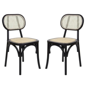 Raimon Furniture Set Of 2 Sofia Rattan Kitchen Dining Side Chair - Black