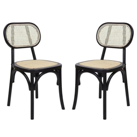 Raimon Furniture Set Of 2 Sofia Rattan Kitchen Dining Side Chair - Black