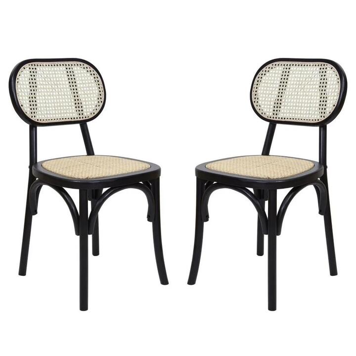 Raimon Furniture Set Of 2 Sofia Rattan Kitchen Dining Side Chair - Black