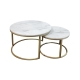 HomeStar Set of 2 Miller Nesting Round Marble Coffee Table Gold Frame - White