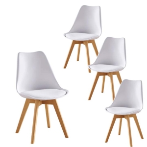 Design Square Set Of 4 Replica Dining Chair Faux Leather Padded - White