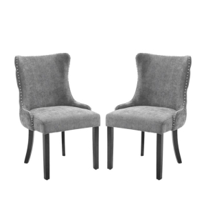 HomeStar Set Of 2 London Velvet Fabric Dining Chair - Grey