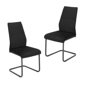 Raimon Furniture Set Of 2 Lilian Velvet Fabri Dining Chairs Metal Legs - Black