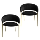 HomeStar Set Of 2 Lex Velvet Fabric Dining Chair W/ Brass Gold Legs - Black