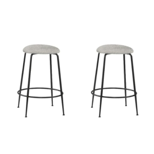 HomeStar Set Of 2 Lida Modern Fabric Kitchen Bar Stool W/ Black Metal Legs - Grey