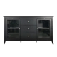 Design Square Sienna Modern Sideboard Buffet Storage Unit W/ 2-Glass Doors 3-Drawers - Black