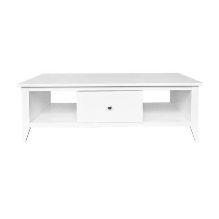 Design Square Sienna Modern Open Shelf Coffee Table W/ 1-Drawer - White
