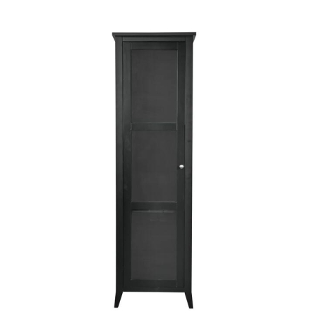 Design Square Sienna 3-Tier Display Shelf Tall Storage Cabinet W/ 1-Glass Door - Black