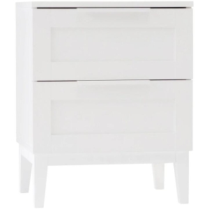 Stanley Modern Classic Wooden Nighstand Side Bedside Table W/ 2-Drawers - White