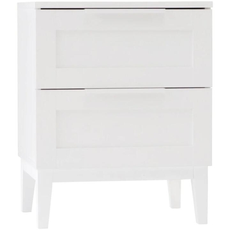 Stanley Modern Classic Wooden Nighstand Side Bedside Table W/ 2-Drawers - White