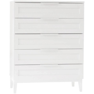 Stanley Modern Classic Wooden Chest Of 5-Drawers Tallboy Storage Cabinet - White