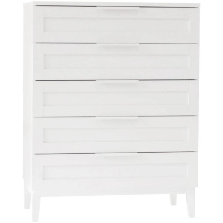 Stanley Modern Classic Wooden Chest Of 5-Drawers Tallboy Storage Cabinet - White