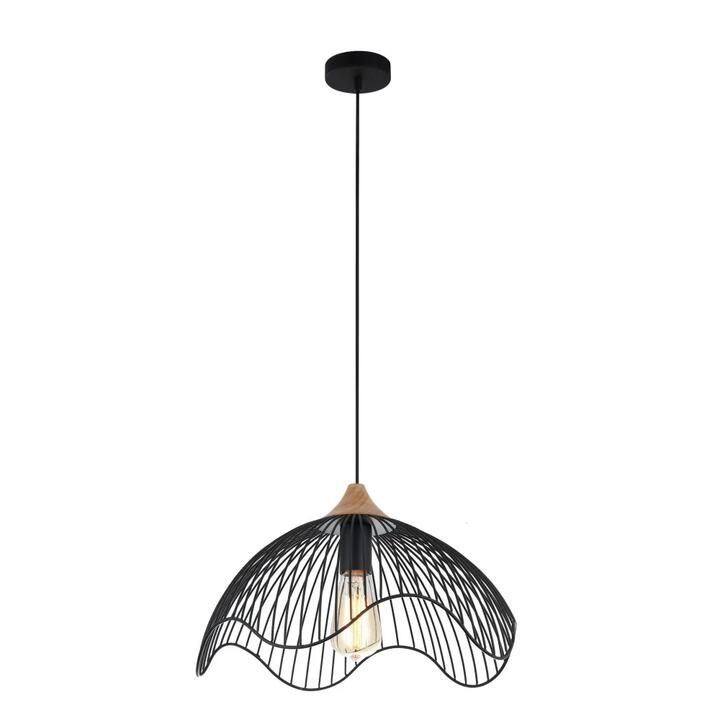 SPIAGGIA Pendant Lamp Light Interior ES Black Wire Dome with Wavy Edge OD400mm