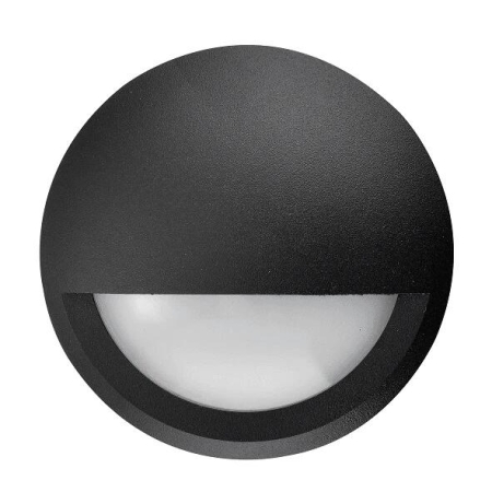 Step Wall Light Surface Mounted 6W Round Black 3000K IP65 Eyelid OD98mm 480LM