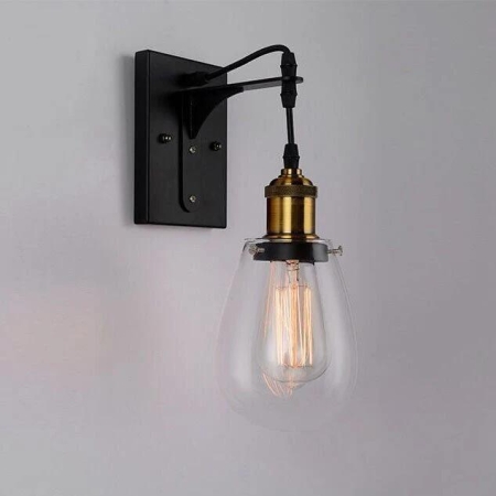 STRUNG Wall Light Interior Surface Mounted ES Pear Clear Glass with antique Brass