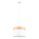 TAMBURA Pendant Lamp Light Interior ES White Cloth Medium Round with Wood Highlight OD300mm