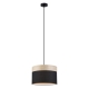 TAMBURA Pendant Lamp Light Interior ES Black Cloth Medium Round with Wood Highlight OD300mm