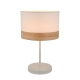 TAMBURA Table Lamp ES Medium White Cloth Round OD300mm with Blonde Wood
