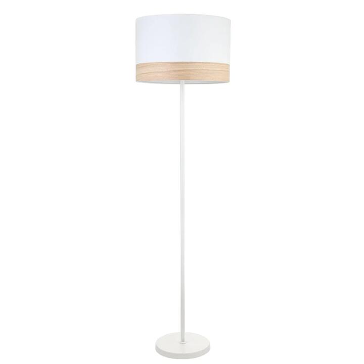 TAMBURA Floor Lamp ES Large White Round H1475mm with Blonde Wood