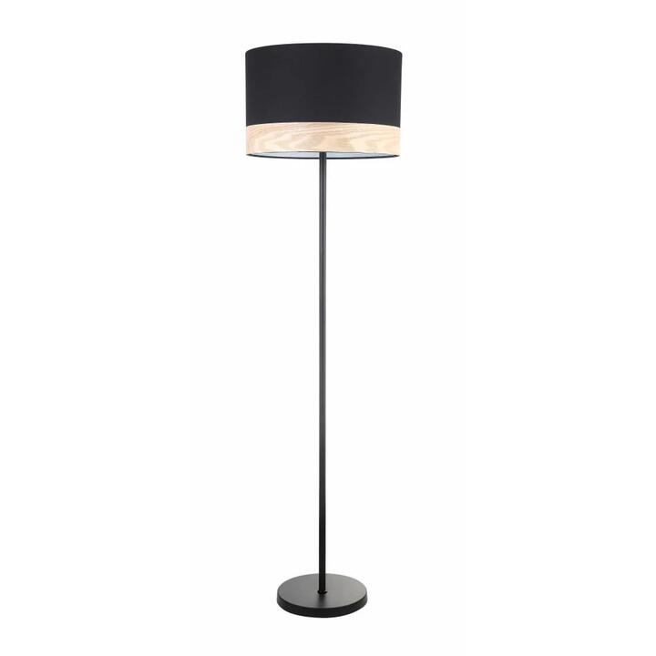 TAMBURA Floor Lamp ES Large Black Round H1475mm with Blonde Wood