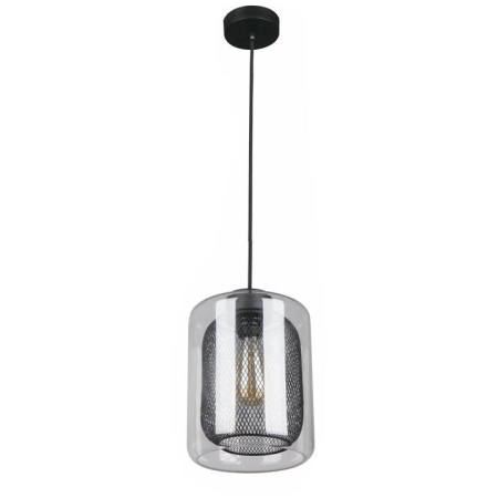 TONO Pendant Lamp Light Interior ES Black Mesh & Clear Glass Oblong OD200mm