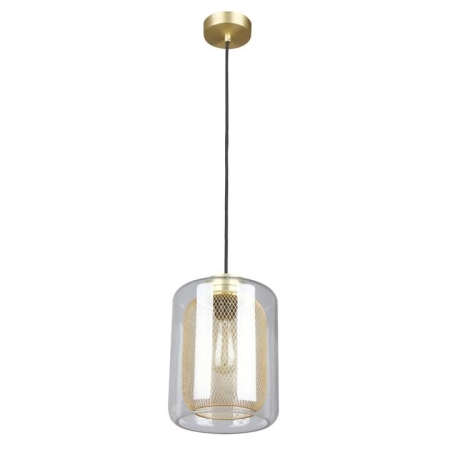 TONO Pendant Lamp Light Interior ES Brass Mesh & Clear Glass Oblong OD200mm