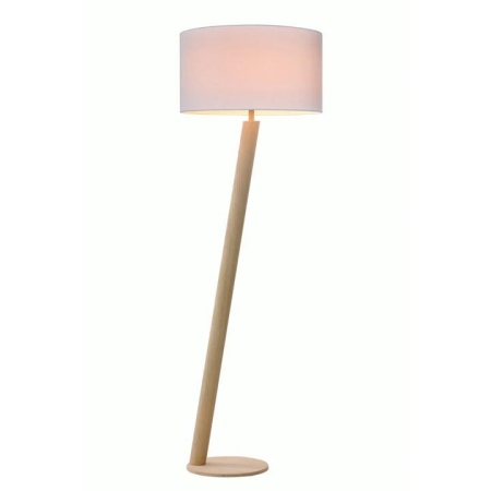 Shera Classic Modern Metal Stand Floor Lamp Light Drum Shape Fabric and Paper Veneer Shade - Wood