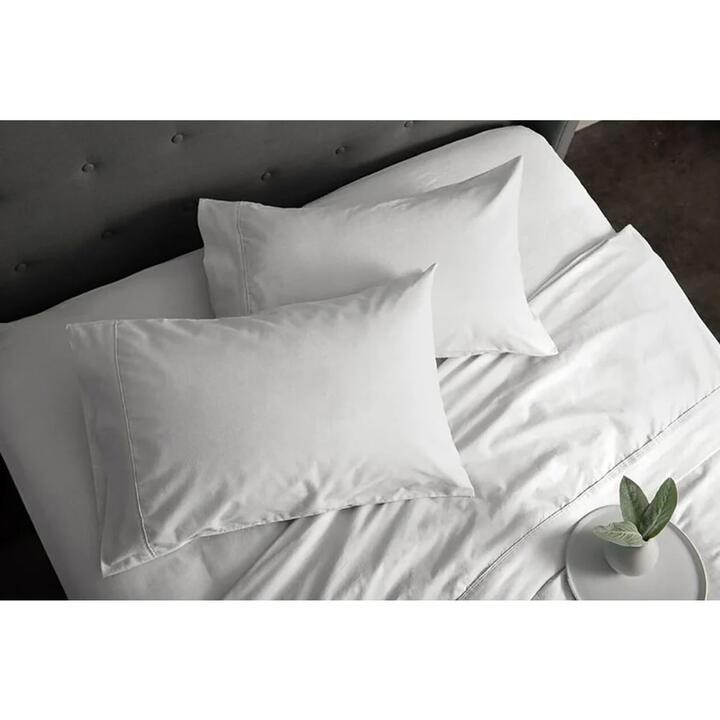 Sheraton Luxury 160gsm Flannelette Bed Sheet Set - Double Bed/White - Double