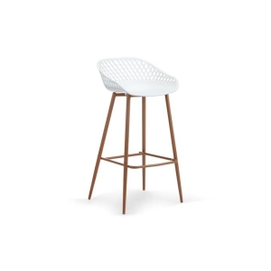 Set of 2 Leerdam Kitchen Counter Bar Stools - White - White