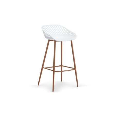 Set of 2 Leerdam Kitchen Counter Bar Stools - White - White