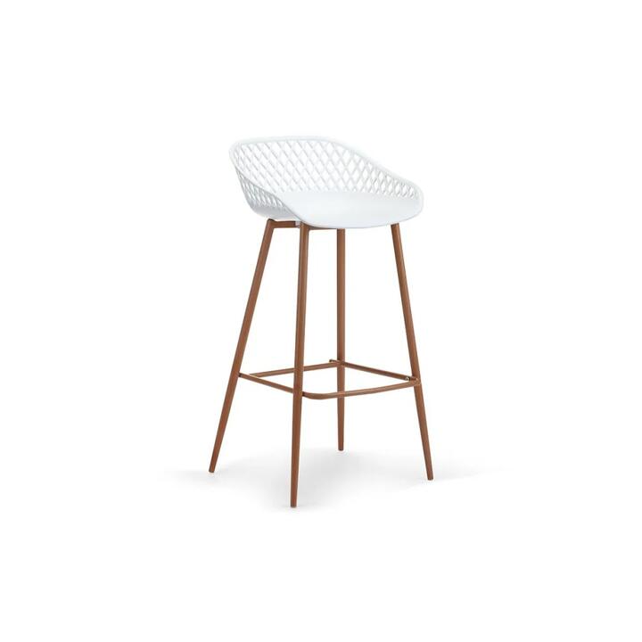 Set of 2 Leerdam Kitchen Counter Bar Stools - White - White