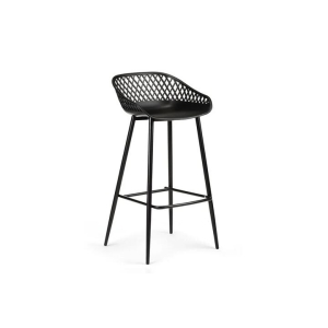 Set of 2 Leerdam Kitchen Counter Bar Stools - Black - Black