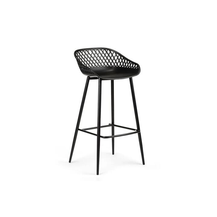 Set of 2 Leerdam Kitchen Counter Bar Stools - Black - Black
