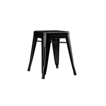 Set of 2 Xavier Pauchard Replica Tolix Low Stools Seats Chair Powder Coated Metal 45cm - Black - Black / 45cm / Metal