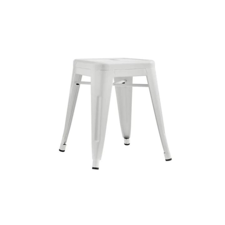 Set of 2 Xavier Pauchard Replica Tolix Low Stools Seats Chair Powder Coated Metal 45cm - White - White / 45cm / Metal