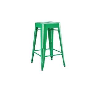 Set of 2 Xavier Pauchard Replica Tolix Kitchen Counter Bar Stools 65cm Powder Coated - Green - Green / 65cm / Metal