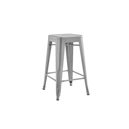 Set of 2 Xavier Pauchard Replica Tolix Kitchen Counter Bar Stools 65cm Powder Coated - Silver - Silver / 65cm / Metal