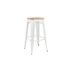 Set of 2 Xavier Pauchard Replica Tolix Kitchen Counter Bar Stools 75cm W/ Wood Seat - White - White / 75cm / Wood