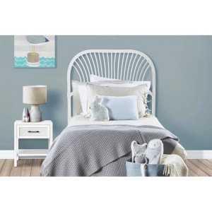 Teagan Rattan Eco Friendly Bed Head Headboard Single Siz - White - Single